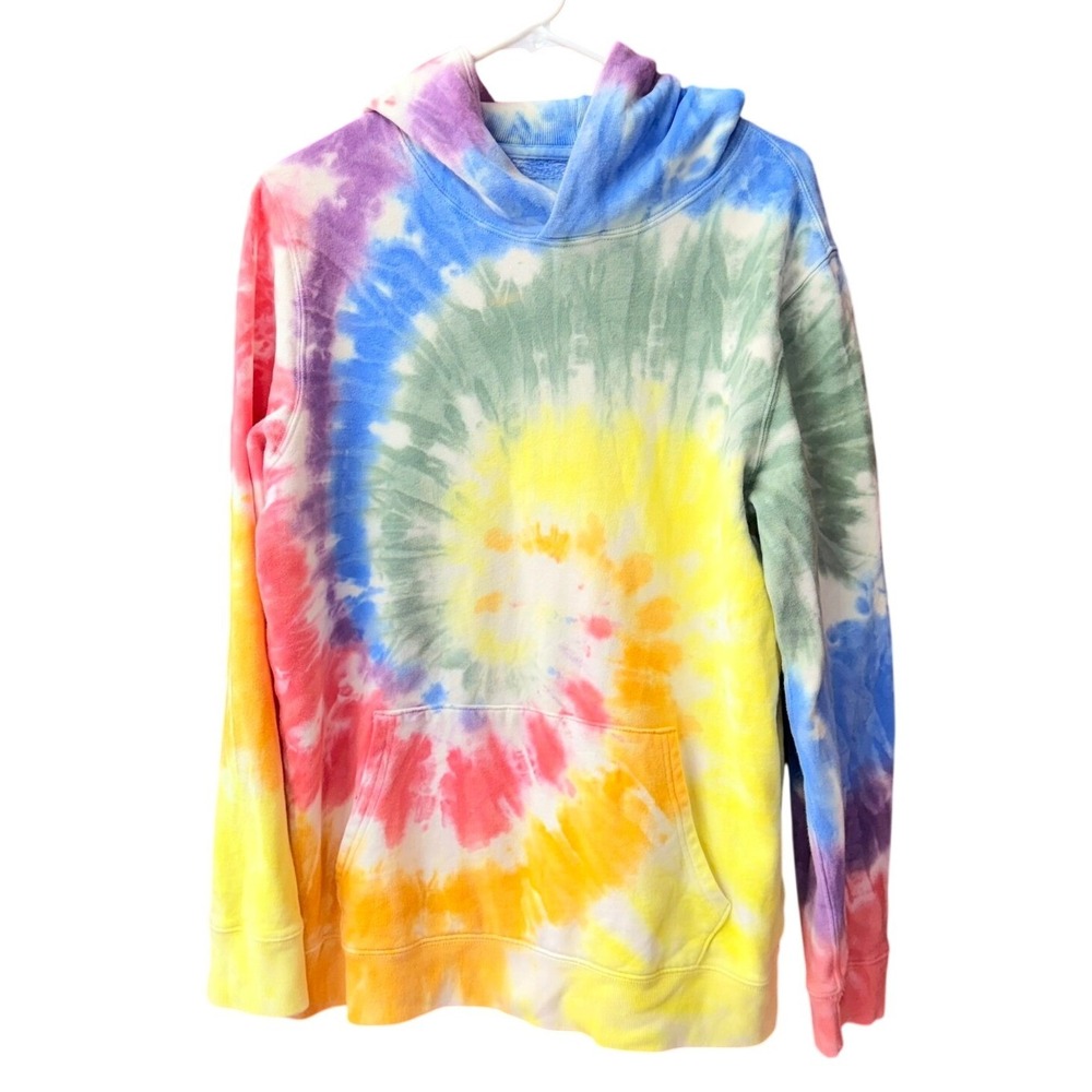 Y2K Abercrombie & Fitch Hoodie Womens Medium Multi-Color Tie-Dye Spiral Fleece